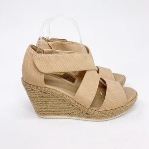 Dr. Scholl's Shoes Womens Vacay Beige Crisscross Espadrille Wedge Sandal 7.5 M
